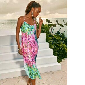 NWT LILLY PULITZER SIZE LARGE BELLALYN MIDI SLIP DRESS *SUNSHINE VIBES* MULTI